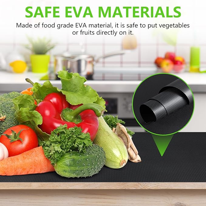 Black Shelf Liners for Kitchen Cabinets Non Adhesive Drawer Liner for Bathroom Waterproof Refrigerator Liners for Shelves Fridge Plastic Mats Cabinet Cupboard Liner 17.5 x 393.7 Inches