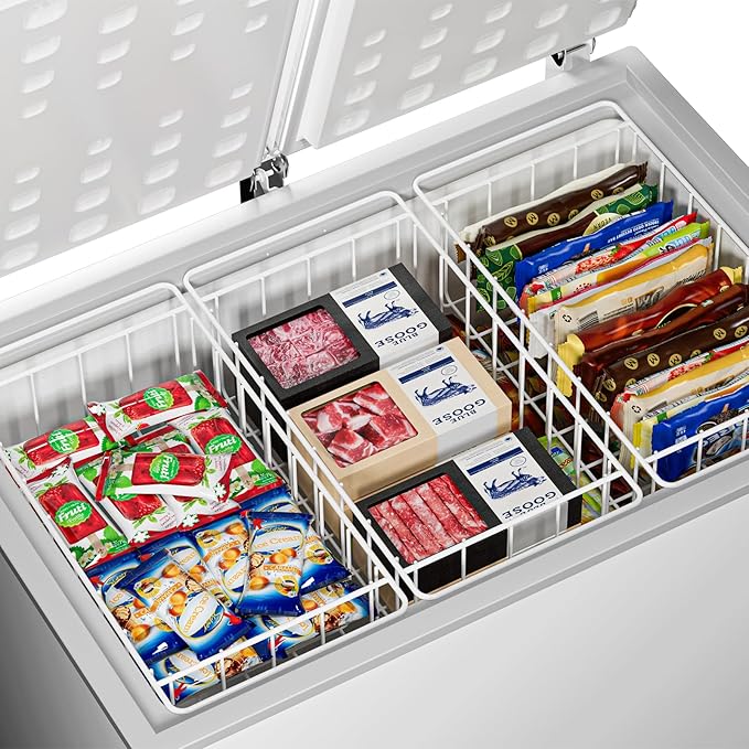 Y.Z.Bros 16.5 Inch Chest Freezer Organizer Storage Baskets Bins Metal Wire, Settle freezer chaos and reduce food waste effectively, Durable, Fully Use Space, Improve Air Circulate, 2 Pack