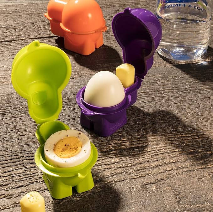 Hutzler Egg To-Go Container with Salt Shaker, Purple