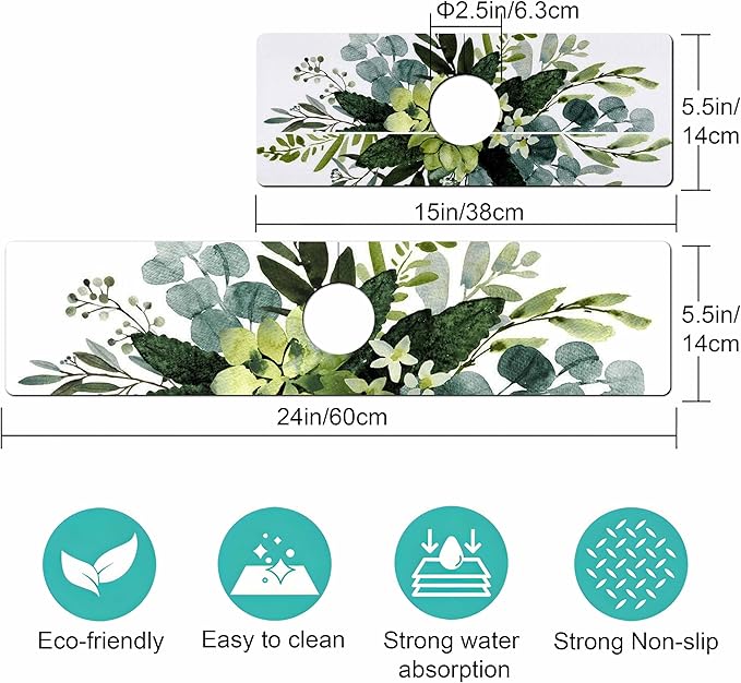 Kitchen Sink Splash Guard Faucet Mat -1 PC Super Absorbent Fast Drying Mat Sink Gadgets-Splash Guard Behind Faucet Drip Catcher for Kitchen, Bathroom,Sink Mat, Dish Drying Mat, Bathroom(23.5" X 5.5" )