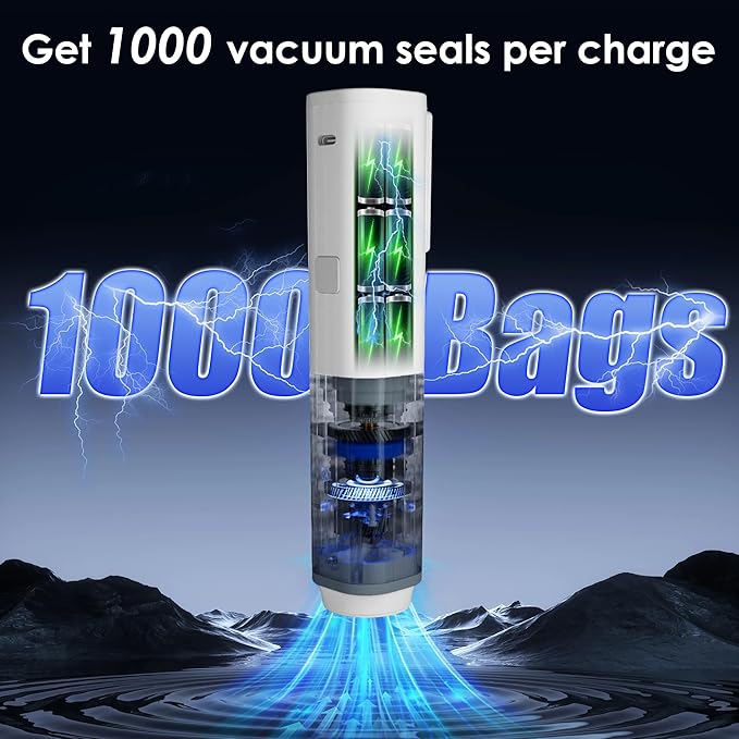 Natupo Compact Vacuum Sealer for Food (Contains 30 Reusable Seal Bags) Featuring LED Pressure Display, Ultimate Suction Power, Handheld Vacuum Sealer Machine, Portable Food Sealer