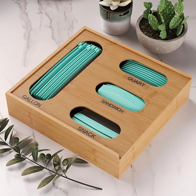 4-in-1 Food Storage Bag Organizer Holder | Kitchen Drawer Storage Organizer For Gallon, Quart, Sandwich, And Snack Bags, Ideal For Cabinets, Closets, Bathrooms, And Tidy Home Organization
