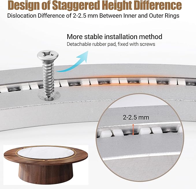 24 Inch Lazy Susan Bearing Heavy-Duty Aluminium Alloy Turntable Bearing, Mute Turntable Ball Bearing, Lazy Susan Hardware for Dining and DIY Dotating Furniture (Capacity up to 880lb)