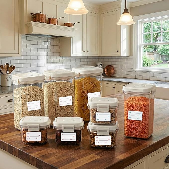Food Storage Labels, 1 x 2 Inch, 1000 Pieces Removable Freezer Stickers, 2 Rolls