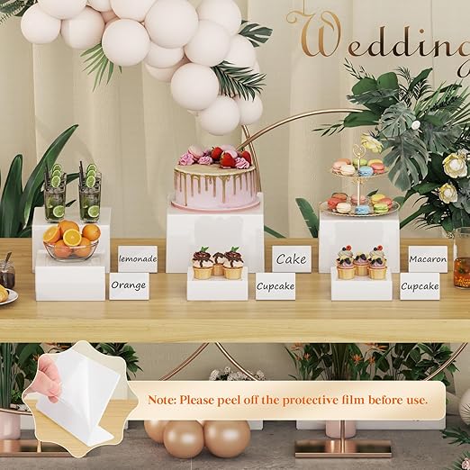 Lifewit 12 PCS Buffet Risers and Stands, Food Risers for Buffet Table, Catering Dessert Cake Holder for Party, Collectibles Jewelry Display Shelf, Nesting Cube Boxes, White, (6“,6",7",7.8",8.3",10")