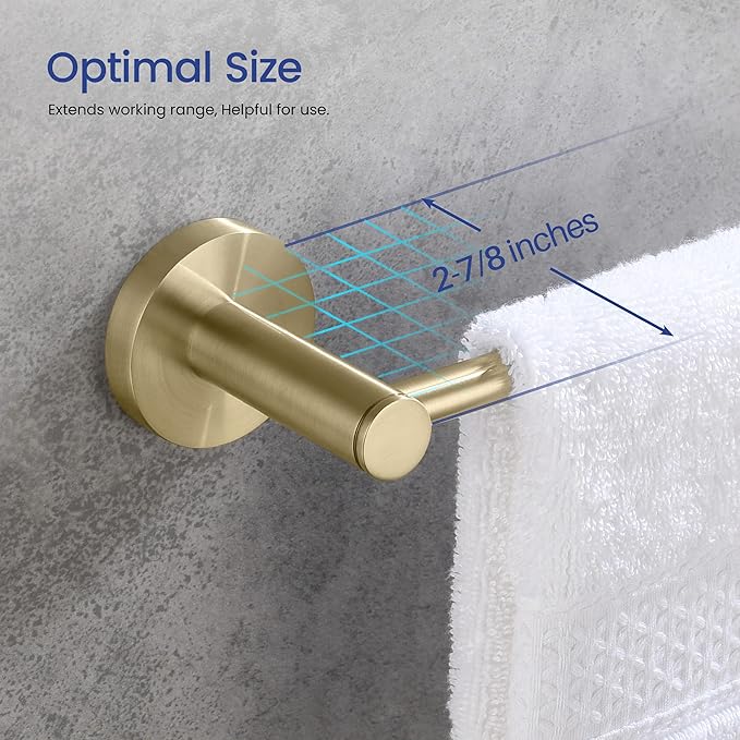 KIBI Circular 2-Piece Bathroom Hardware Set – Includes Wall Mounted Towel Bar & Toilet Paper Holder – Modern, Durable, Rust-Resistant, Bathroom Accessories (Brushed Gold, C-KBA14-2-1)
