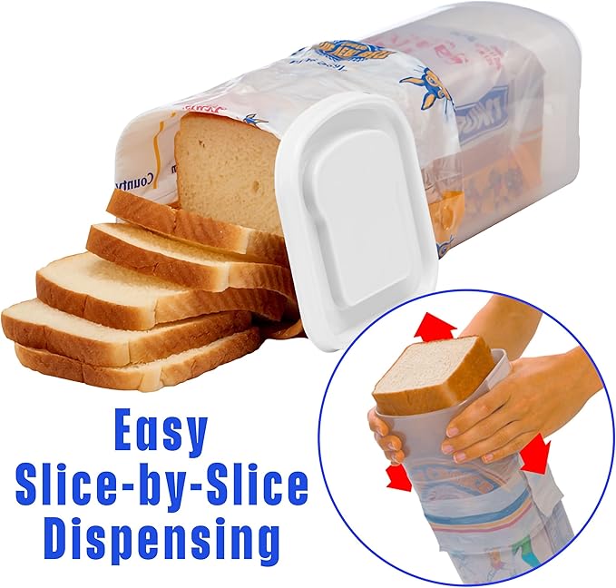 Buddeez Bread Buddy Bread Box - Keep Your Loaf Fresh - Storage Container Holds 1.5 lb. Sandwich Size Loaf - White Lid, Pack of 1