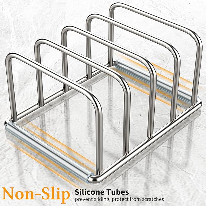 1-Pack Cutting Board Organizer Holder Stand, Stainless Steel Holder, Cutting Board Storage Rack with 4 slots for Baking Sheet and Cookie Sheet,1.0Inch Slots (1PC(1.0in))