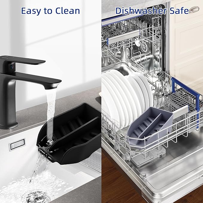 2Pcs Sponge Holder for Scrub Daddy Mommy Kitchen Sink with Drain Spout Large Silicone Sink Caddy Sponge Brush Soap Dish Organizer Dishwasher Safe Kitchen Bathroom Cleaning Tools Accessories