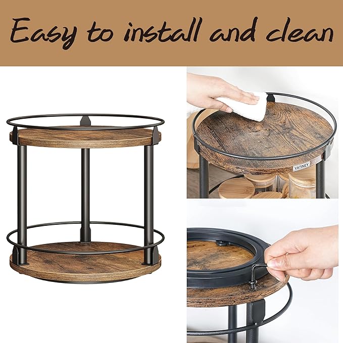 Rotating Spice Rack,Rotates Smoothly,Aesthetically Pleasing Durable,Lazy Susan Organizer for Kitchen Countertops, Bathrooms, Dressing Tables,Coffee Tables, and Other Locations (Two)
