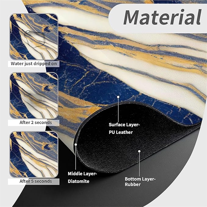 Kitchen Sink Splash Guard，Marble stone texture Abstract Faucet Mat Sink Gadgets-Super Absorbent Fast Drying Mat Drip Catcher for Kitchen, Bathroom,Sink Mat, Dish Drying Mat, Bathroom(15" X 5.5" )