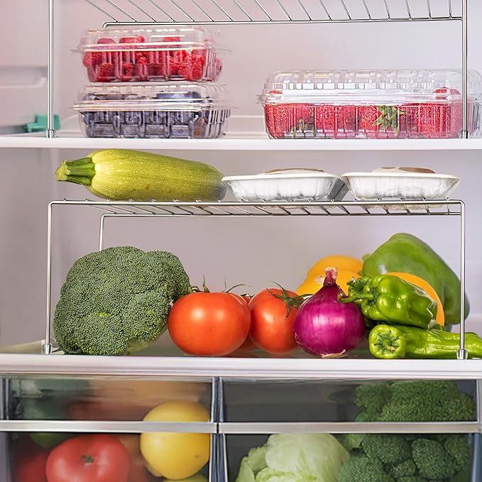 ROFAY Kitchen Cupboard Shelf Wire Rack - 4 Pack Cabinet Shelf Storage Organiser for Kitchen Cupboard, Pantry, Counter-Tops, Fridge, Food and Utensils - Chrome