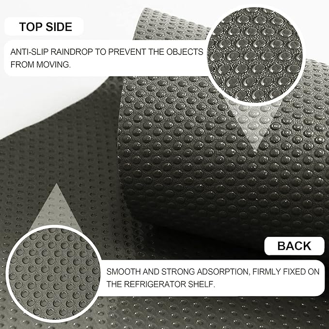 16 Pcs Refrigerator Liners Mats Washable, Refrigerator Mats Liner Waterproof Oilproof, Shinywear Fridge Liners for Shelves, Cover Pads for Freezer Glass Shelf Cupboard Cabinet Drawer (16 Black)