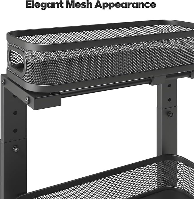 1 Pack 15.7IN-Depth Under Sink Organizer With Smooth Cylindrical Rail,2-Tier Pull Out Multi-Purpose Cabinet Storage for Bathroom&Kitchen,Height Adjustable,Rust-resistant Coating-Gun Gray