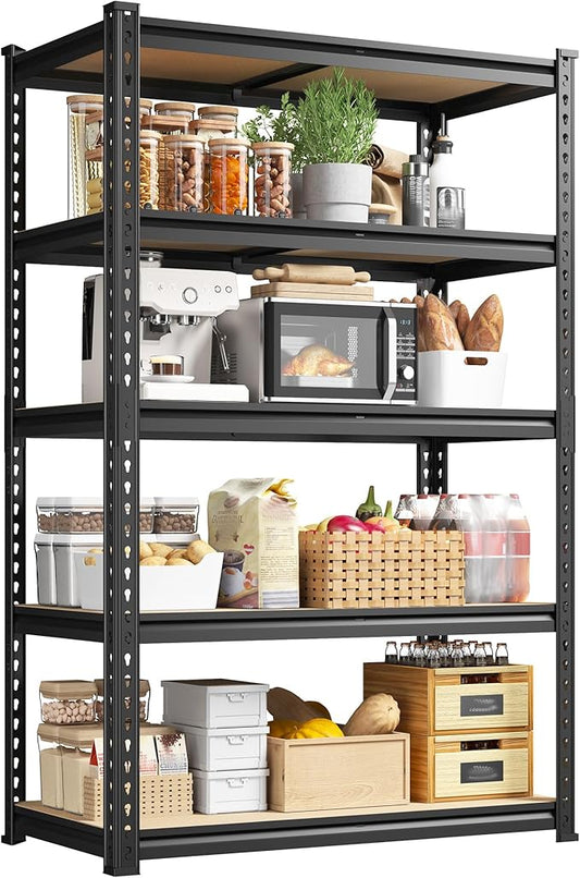 5-Tier Storage Shelves, 2010LBS Adjustable Pantry Shelves, Metal Shelving Unit for Kitchen, Pantry, Closet, Laundry, Garage, 15.75" D × 31.55" W × 63.05" H
