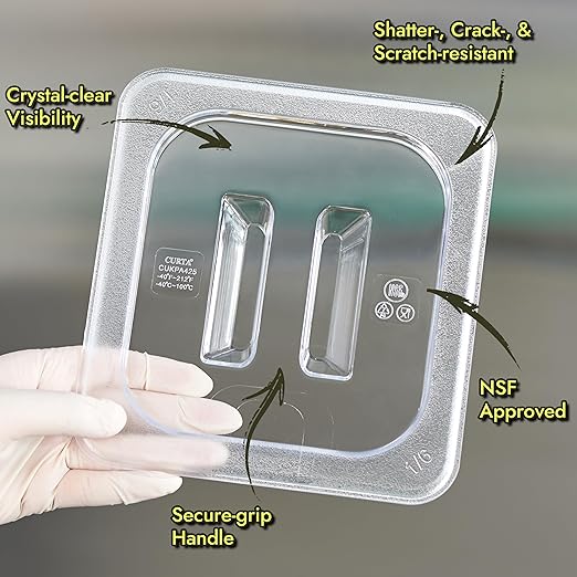 CURTA 4-Pack Full Size 4" Deep NSF Polycarbonate Food Pans with Handled Lids & Drain Trays | Dishwasher & Freezer Safe Clear Container for Prep Tables, Buffet, Salad Bar, Commercial Kitchen