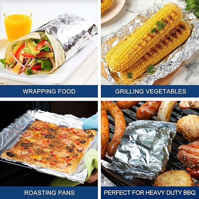 Aluminum Foil Heavy Duty 18 inch Wide, 500 FT Heavy Duty Food Safe Foil Wrap for Cooking, Baking, Grilling, (Pack of 1) Pony Packaging Aluminum Roll 23 Microns Thick - Commercial Grade