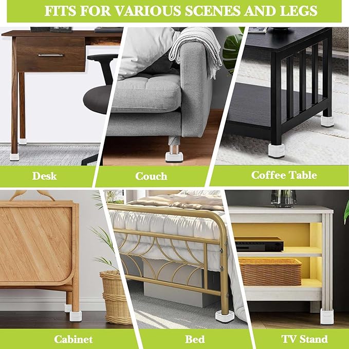 8 Pack Furniture Risers 1 Inch, Adjustable Bed Risers Heavy Duty for Table Desk Couch Chair Sofa Cabinet Bed Legs Dorm, Square Stackable Bed Raisers Blocks Lift Height 1", 2" or 3", White