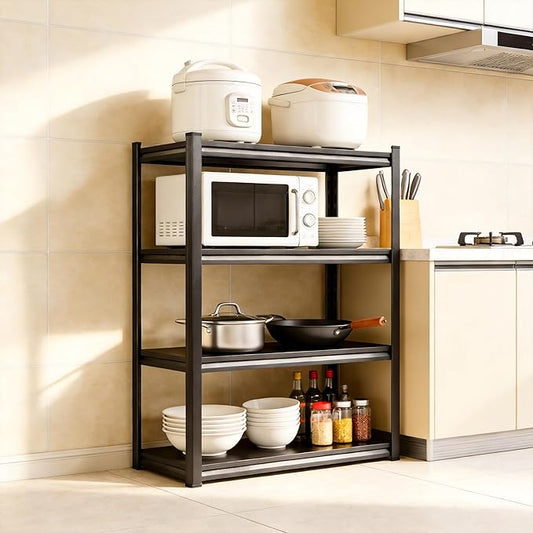 Pantry Organizers and Storage Metal Shelving, 4 Tier Adjustable Bakers Rack with Storage Pantry Shelf, 2400 Lbs Industrial Corner Shelf Cube Organizer Kitchen Shelves, 19.7" W×13.8" D×44.1" H