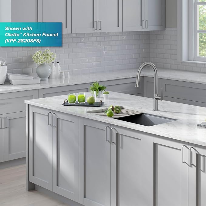 KRAUS Kitchen Sink Bellucci 32” Undermount Workstation Granite, Metallic Gray, Accessories, KGUW2-33MGR