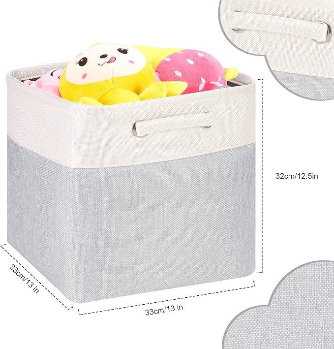 SYYOFUE Storage Cubes 13x13x13 Inches Fabric Storage Cube Bins Boxes Foldable Storage Baskets Cube Storage Shelf Inserts with Handles Earth-Green and Beige Patchwork Pack of 3