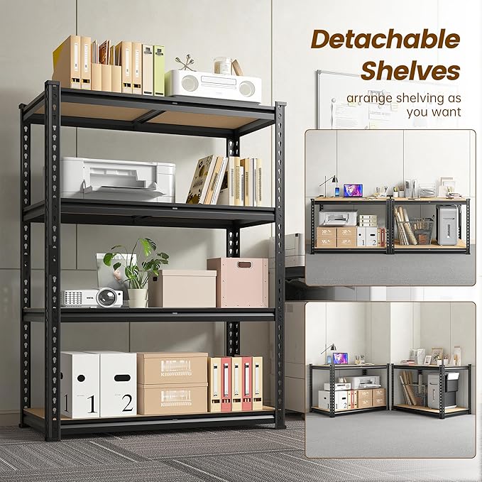 4-Tier Storage Shelves, 1604LBS Adjustable Pantry Shelves, Metal Shelving Unit for Kitchen, Pantry, Closet, Laundry, Garage, 15.76" D × 31.56" W × 48.06" H