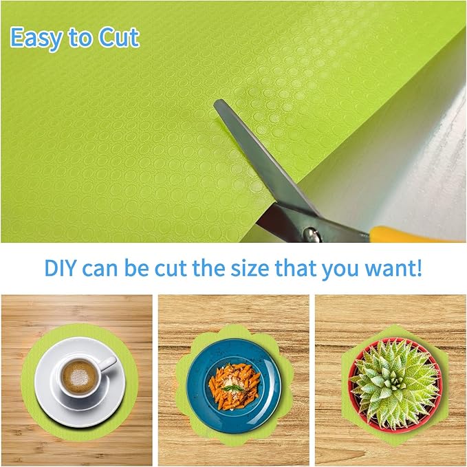 Bloss Shelf Liners, Non Adhesive EVA Drawer Mat Liners Roll for Bathroom, Kitchen, Desks, Deco Shelves 17.7×177 inch (Green)