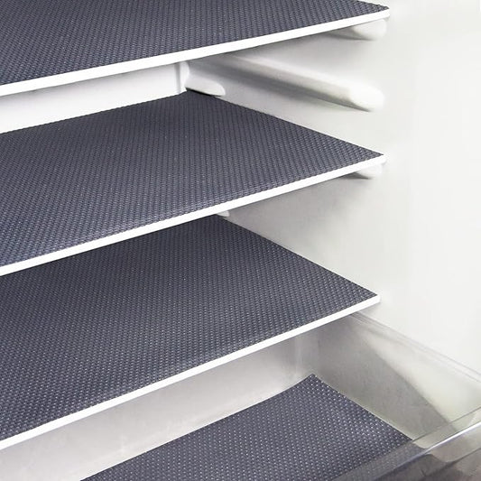 Rwotlls 8Pcs Refrigerator Liners, Washable Fridge Liner Mats Covers Pads for Glass Shelf Cupboard Cabinet Drawer Home Kitchen Accessories Organization (Gray)