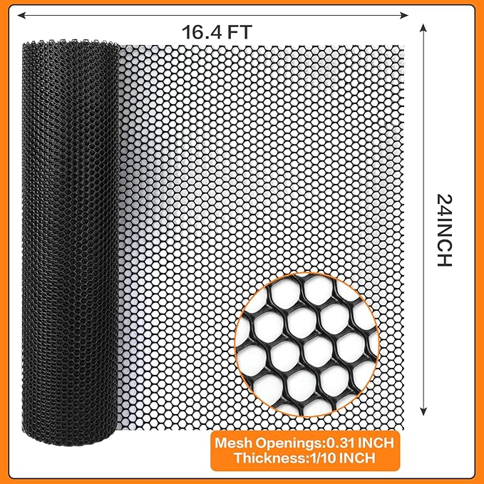 Bar Shelf Liner for Countertop, Glass Drying 24 Inch Wide Plastic Mesh Liners Mat, Non Slip Bar Mats Cabinet Liner for Pub Shelves Cupboard, 61X500CM, Black