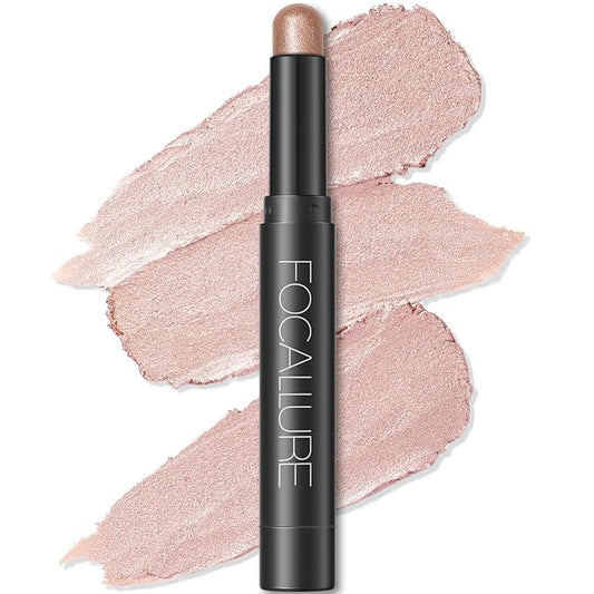 FOCALLURE Shimmer and Matte Cream Eyeshadow Stick,Smooth Brilliant Eye Brightener Pencil for Women,Long Lasting Waterproof Eye Shadow and Liners Makeup,PINK FIRE