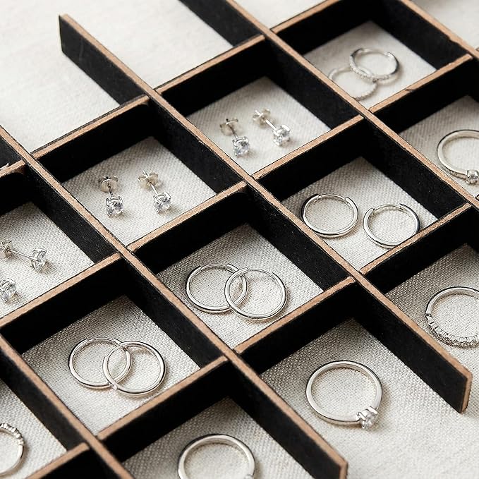 Jewelry Tray Divider Inserts DIY Organizer for Jewelry Display Boxes Adjustable Velvet Lined Dividers for Storage