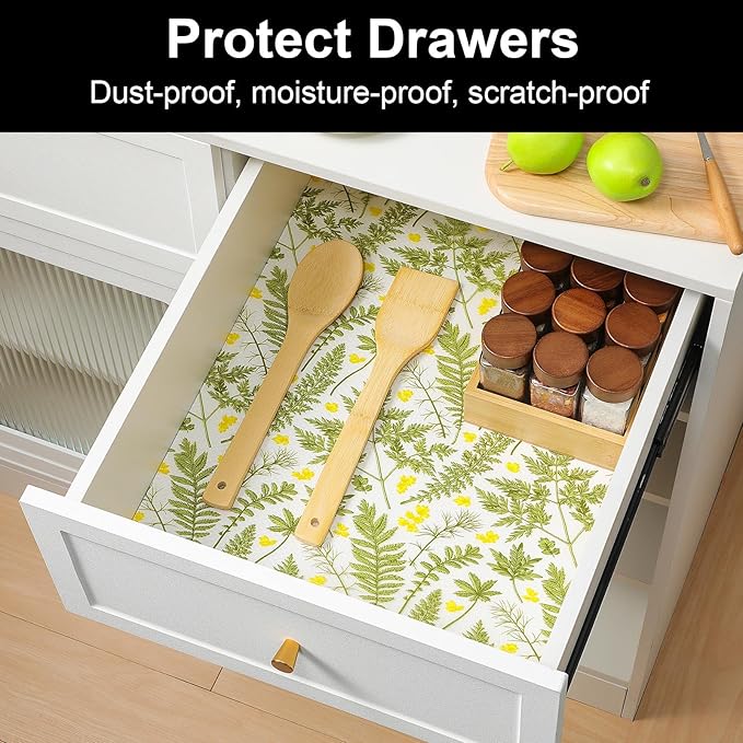 Cooyes Shelf Liners for Kitchen Cabinets Refrigerator Liners Waterproof & Oil-Proof Kitchen Cupboard Liner Drawer Mats EVA Material Non Adhesive Fridge Liner for Shelves（11.8" W x 236" L）