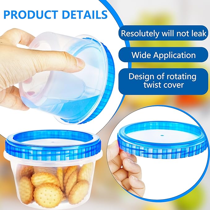 Conagel 18 Pack 16 oz Freezer Storage Containers with Screw Lids Plastic Leakproof Stackable Clear Storage Containers for Food Soup Fruit Oats