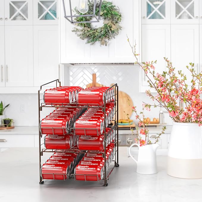 Simple Houseware Dual Row Front Loading Stackable Can Dispenser, Bronze