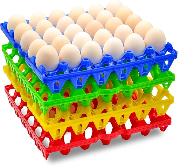 Aqwxc 8-Pack Plastic Egg Tray Egg Crate, 30-Egg Flats for Home Chicken Farmers, Stackable & Durable, Great for Storing, Sorting & Shipping, and Reusable