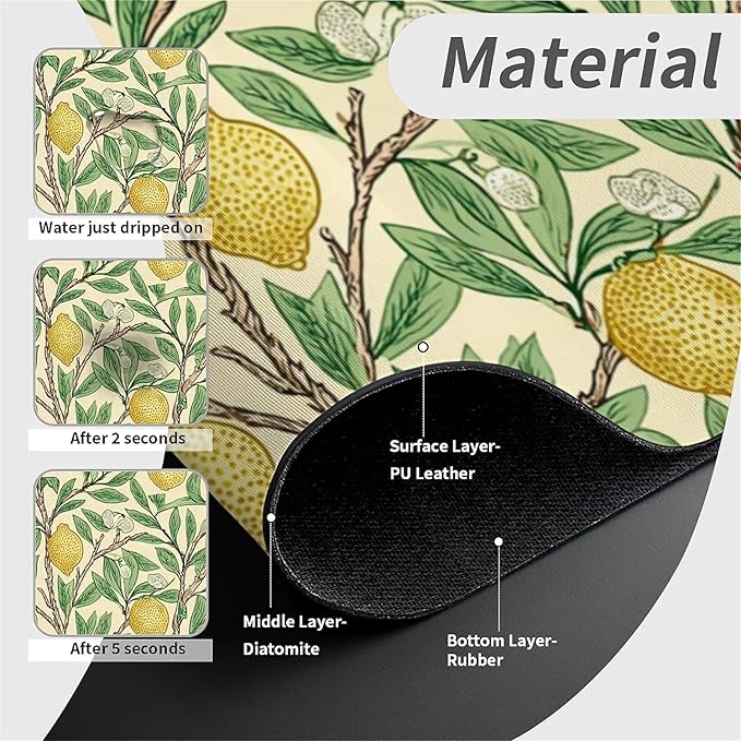 Kitchen Sink Splash Guard，Lemon tree Faucet Mat Sink Gadgets-Super Absorbent Fast Drying Mat Drip Catcher for Kitchen, Bathroom,Sink Mat, Dish Drying Mat, Bathroom(15" X 5.5" )