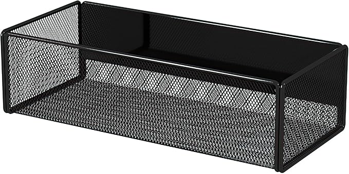 LIFEFAN Magnetic Basket Organizer Holder for Fridge Magnetic Storage Bin Box Containers for Refrigerator Whiteboard Classroom (Large, Black)