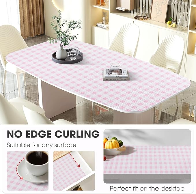 ALIUNI Drawer and Shelf Liner, Non-Slip Kitchen Cabinet Liners Non-Adhesive Thick Strong Grip Waterproof Washable Mats Protect Dresser Shelves Cupboard Bathroom Cabinets, Pink Plaid, 18 in X 10 FT
