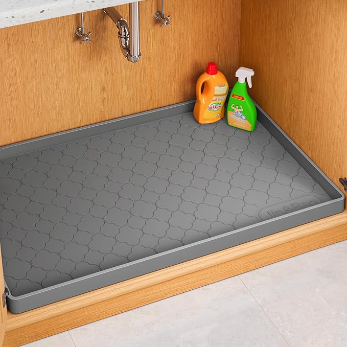 Jin&Bao Waterproof Under Sink Mat 40" x 19", Thick Silicone Mat Cabinet Protector for Kitchen and Bathroom, Shelf Liner, Home Organizer and Storage, Multipurpose Tray for Gadgets and Essentials