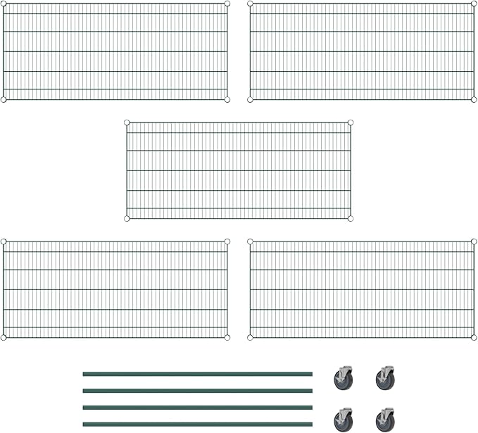 Commercial NSF Listed Green Epoxy Mobile Wire Shelving Kit 24" x 54" x 60", with 5 Shelves Perfect for Warehouse, Walk-in Refrigerator, Freezer, Grocery Store, Restaurant, Dishroom