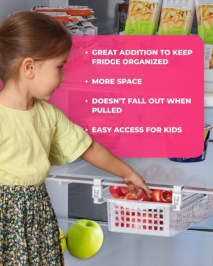 Skywin TidyFriend Refrigerator Egg Drawer 14.1" x 7.7" x 4" - Snap-on Holder for Organizes and Protects Eggs - Adjustable and Space Saving, Storage Container