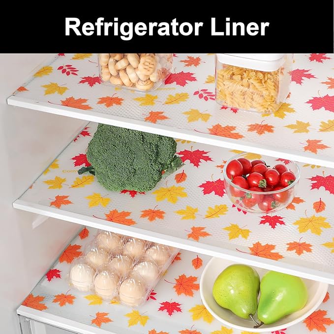 Cooyes Shelf Paper for Kitchen Cabinets Non Adhesive, Waterproof & Oil-Proof Kitchen Drawer Liner for Refrigerator Drawer Fridge Cupboard, (17.7 Inch W x 360 Inch L, Pumpkin Orange)