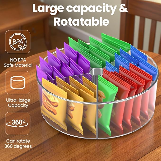11.8" Lazy Susan Turntable Organizer, Clear Acrylic Spinning Shelf with Raised Edge - 360° Rotating for Fridge, Cabinet, Counter - Storage for Spices, Cosmetics, Food (5-Sections)