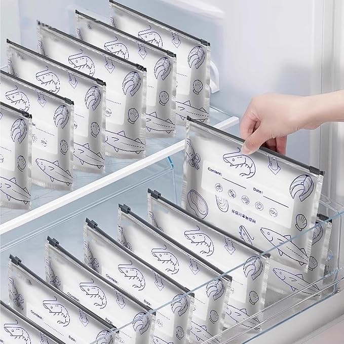 Reusable Aluminum Foil Sealable Storage Bags - 30PCS Reusable Aluminum Foil Freezer Bags - Stand Up Foil Sealable Bags with Zip Lock for Vegetable Fruit Meat
