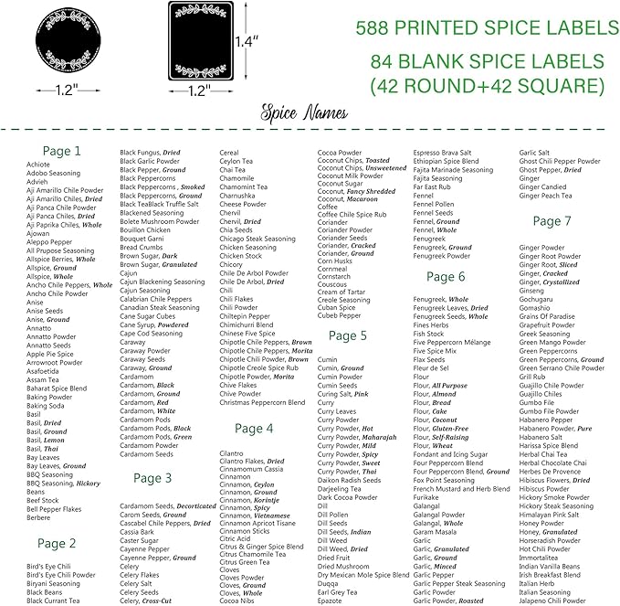 672 Preprinted Spice Labels with A–Z Index, Minimalist Black Round Stickers for Kitchen Jars, Waterproof Oilproof Tear-Resistant Herb & Seasoning Labels – 1.2" Pantry Label Set