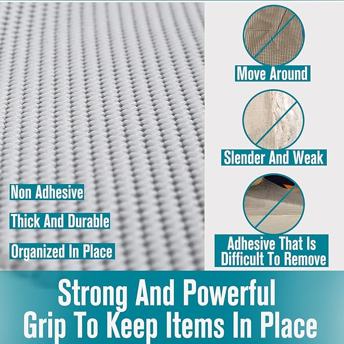 Shelf Drawer Liner Non-Adhesive Non Slip Durable Strong Long Size 12 in X 20ft for Drawers, Shelves, Cabinets, Storage, Kitchen and Desks, Gray