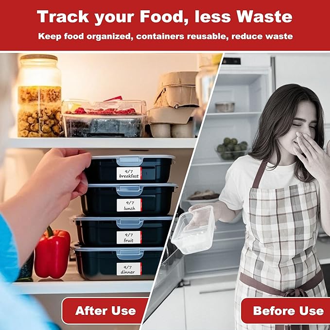 NATURALABEL 1000 PCS Blank Removable Freezer Labels with Dispenser - 1" x 2" Food Labels for Meal Prep Containers, Easy Peel-Off Design, No Residue