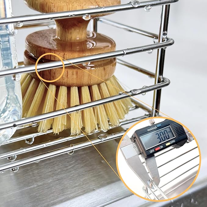Sponge Holder for Kitchen Sink with Drip Tray | 304 Stainless Steel Sink Caddy | Kitchen Sink Organizer and Kitchen Sponge Holder | Rust Resistant Steel Frame Dish Caddy for Countertop