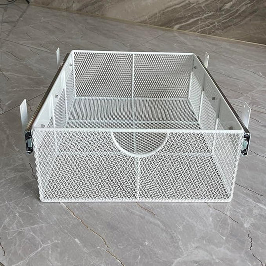 Pull Out Closet Drawer for Clothes | Sliding Wire Basket for Wardrobe Cabinets | Roll Out Storage Organizer | Side Mounting | for Home, Kitchen,Pantry
