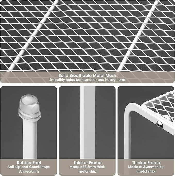 Kitchen Cupboard Organiser-2 Pack Metal Wire Storage Shelf Insert Rack for Kitchen Countertop, Pantry, Cabinet, Fridge